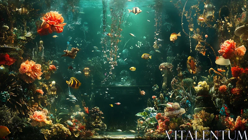 Enchanting coral garden alive with glowing tropical fish.