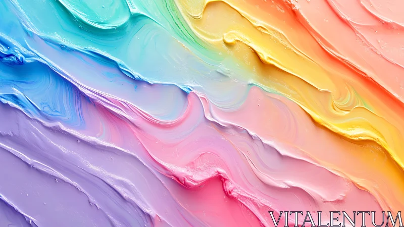 Layered rainbow pigment waves in glossy abstract flow.