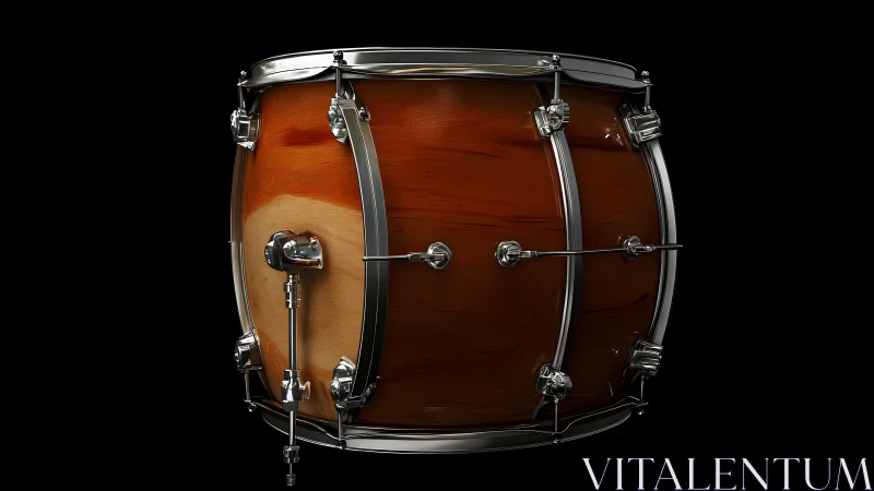 Classic Wooden Bass Drum with Chrome Hardware, Studio Lighting.