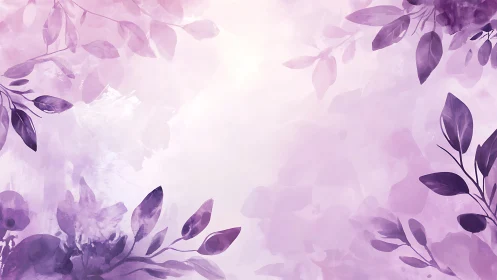 Soft Purple Floral Frame with Botanical Elements