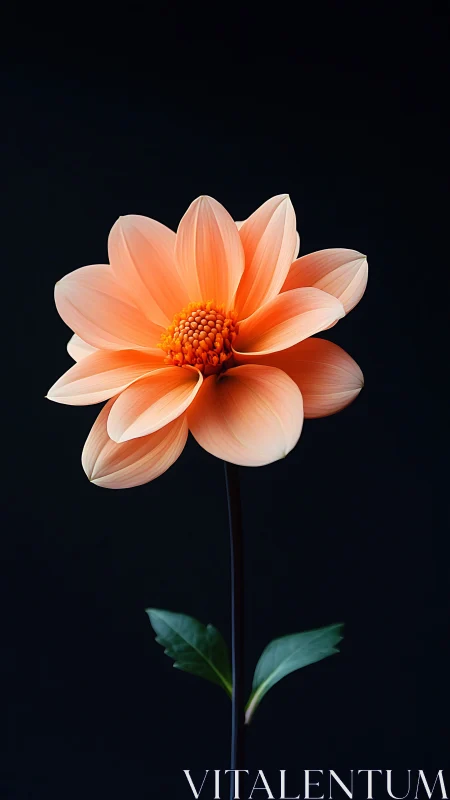 Dahlia cultivar with coral-orange petals on dark background.