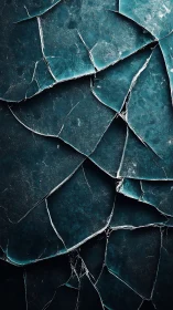 Cracked teal surface with overlapping fractured segments.