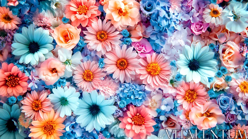 Chromatic Flower Explosion: Rainbow Petals Dance in Symphonic Blooms.