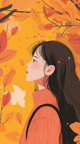Side-profile portrait studies calm introspection in autumn hues