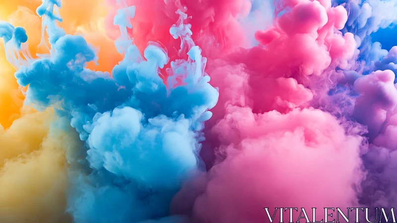 Chromatic cloudburst of neon plumes in drifting motion.