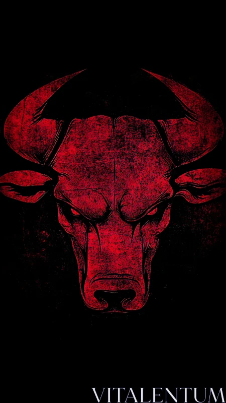 Red bull head graphic on black background, distressed style.