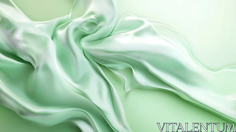 Mint green translucent fabric folds flow across frame