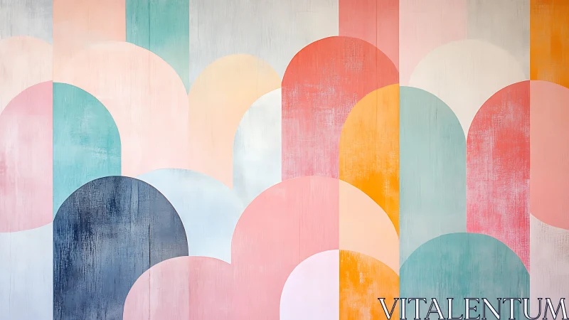 Layered pastel arches in soft geometric wall art.