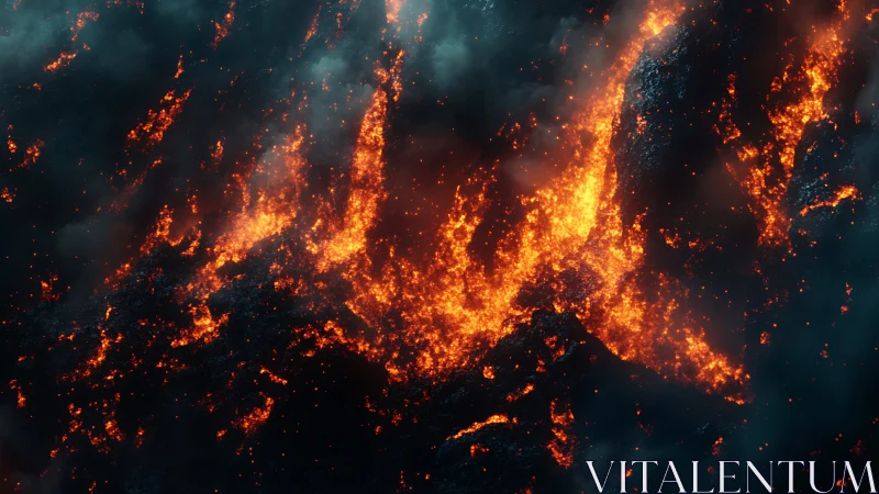 Incandescent particle dispersion pattern with orange luminescence.