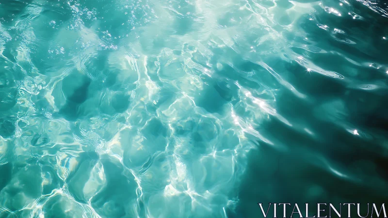 Sunlit turquoise water surface shows ripples and reflections