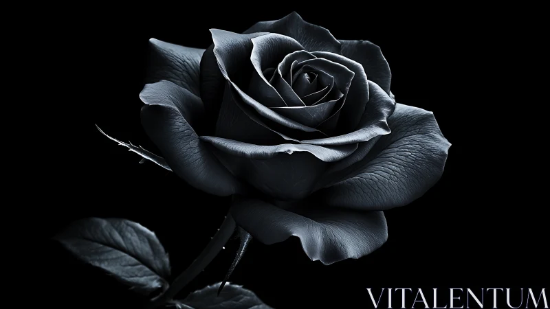 Black Rose on Dark Background.