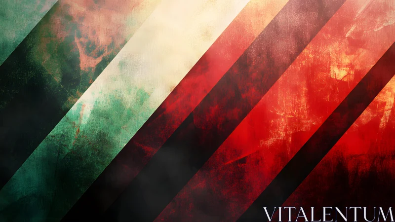 Abstract Diagonal Grunge Texture with Red and Green Tones.