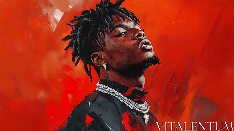 Bold portrait celebrates confident style in vivid red energy