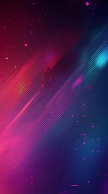 Diagonal neon gradient with lines and geometric particles.