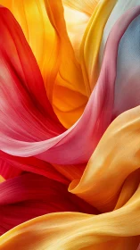 Flowing multicolor silk ribbons form vibrant abstract motion