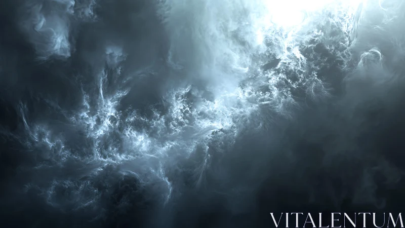 Ethereal Abstract Cloudscape in Cool Tones with Luminous Highlights.