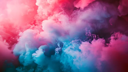 Colorful abstract clouds of pink and blue smoke art.