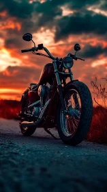 Sunset road motorcycle waiting patiently for your next ride.