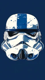 Stormtrooper style helmet illustration with blue accents.