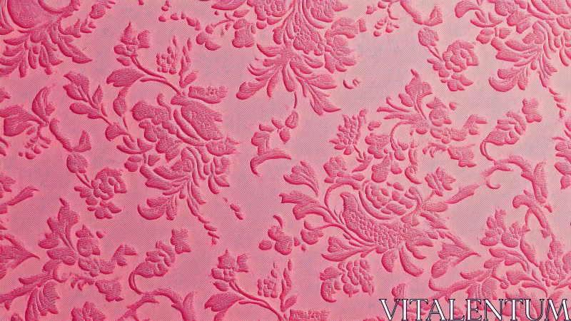 Rosy brocade garden swirling across embossed pink dusk.