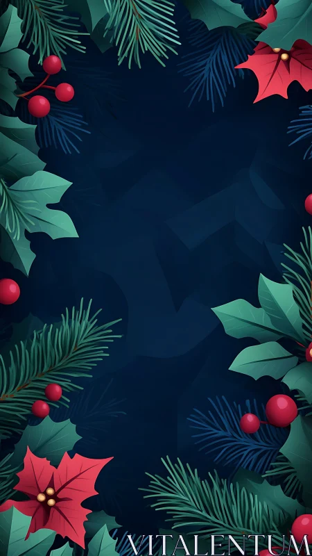 Evergreen wreath dreams frame a deep winter night sky.