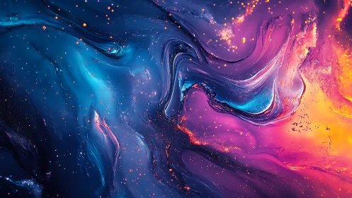 Flowing cosmic colors in a dreamy swirling night sky.