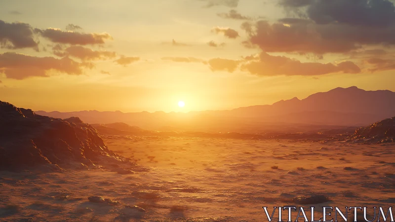 Sunlit arid plateau extends toward distant mountain silhouettes