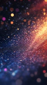 Bokeh particle field with diagonal warm light gradient and depth