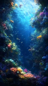 Sunlit coral canyon reveals a vivid underwater sanctuary