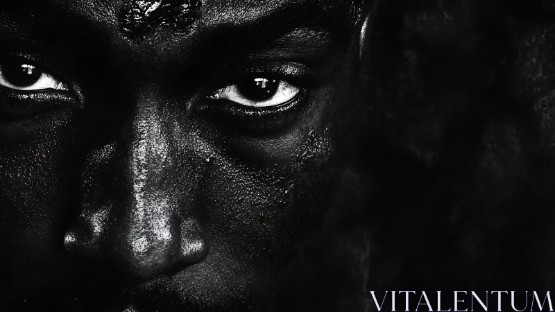 Gleaming eyes carve bright passages through sculpted shadow