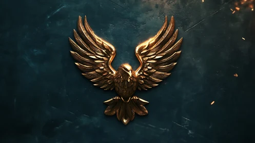 Majestic Golden Eagle Emblem on Dark Textured Background.