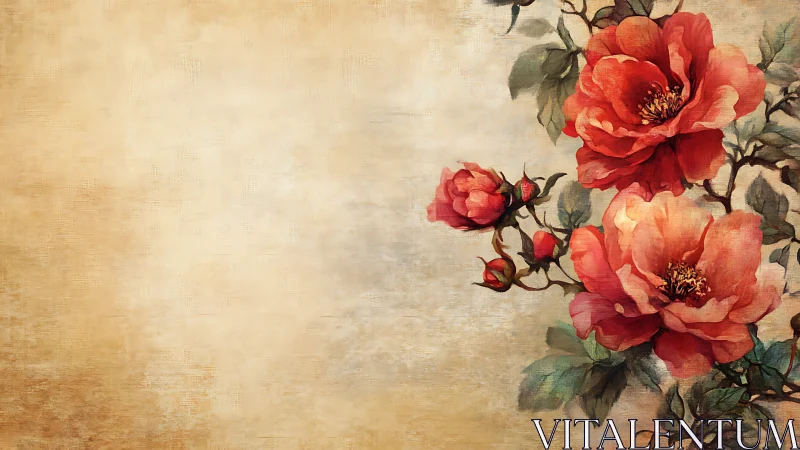 Vintage Roses in Warm Sepia Tones.