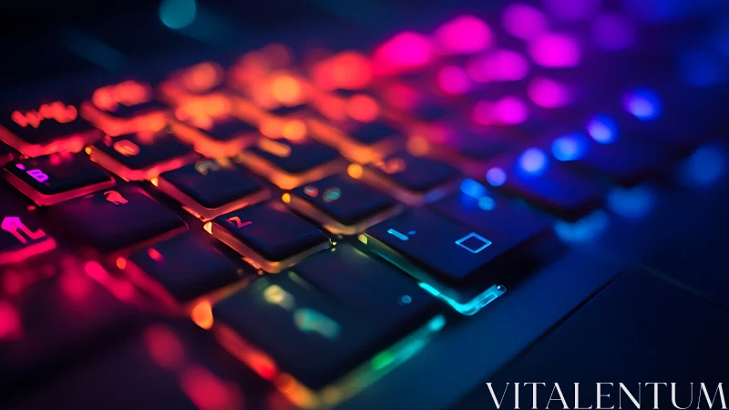 Neon keys ripple across a cyber glow-drenched keyboardscape.
