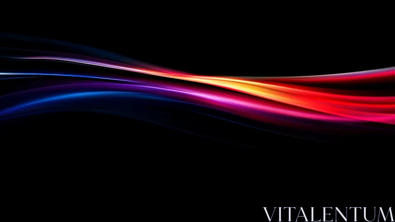 Vivid neon light trails sweep across a deep black void