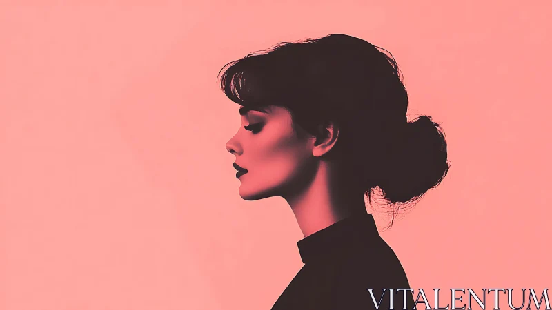 Elegant woman’s side profile in minimalist pink digital art.