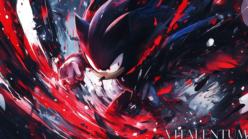 Blazing speed surges as a dark hedgehog charges forward