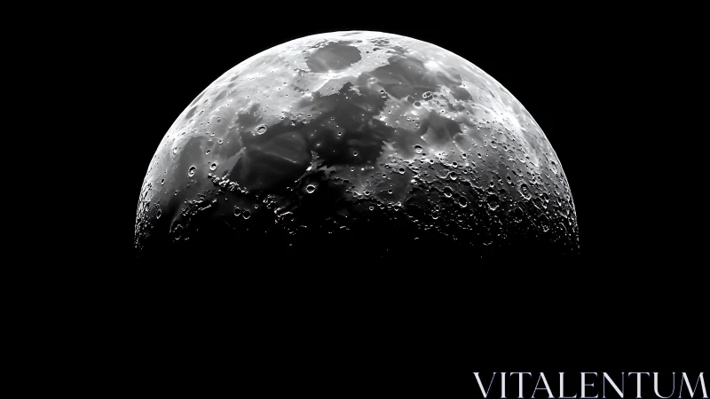 Lunar surface close-up with craters in partial illumination.