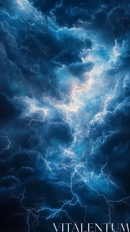 Tempestuous sky carves a glowing electric river through night