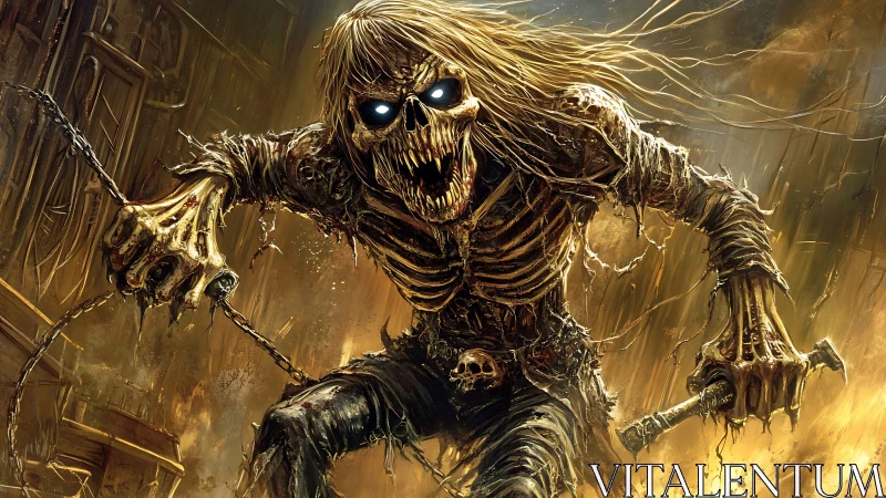 Rotted warlord lunges forward, eyes blazing like furnace coals