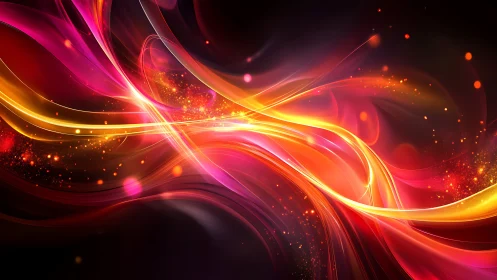 Luminous Ribbon Arcs in High-Contrast Digital Abstract Composition.