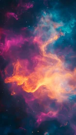 Celestial nebula plumes in saturated magenta and cyan glow.