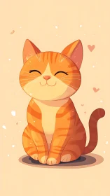 Joyful Orange Tabby Cat with Warm Expression and Hearts