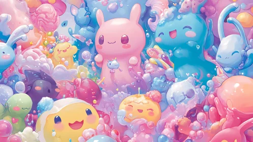 Pastel jelly critters throw a bubbly cotton-candy parade