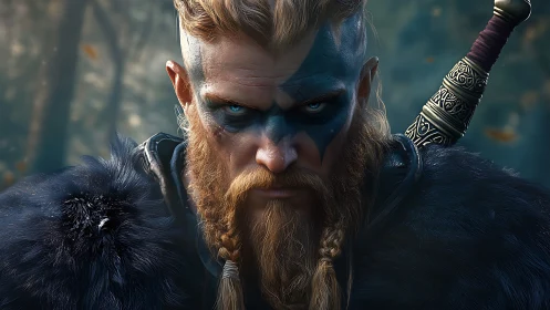Viking warrior portrait shows intense gaze and detailed armor