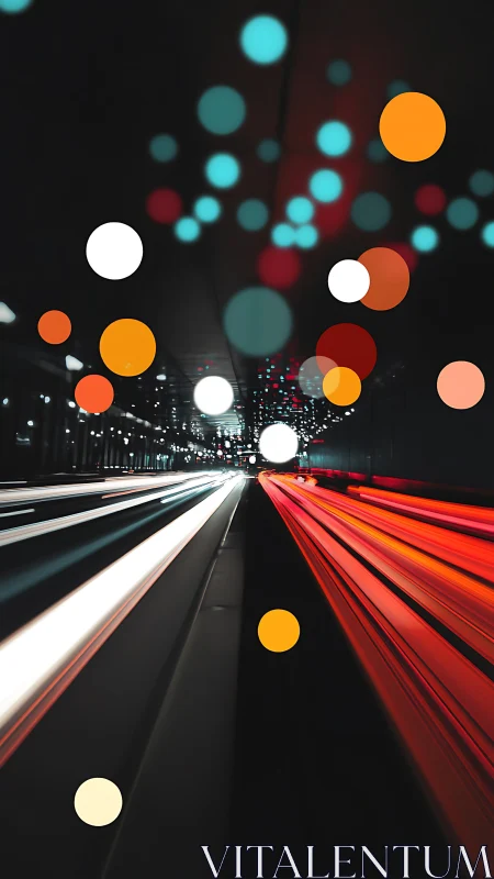 Neon tunnel comets race beneath floating bokeh planets.