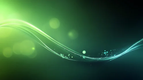 Luminous green energy wave arcs across a glowing horizon.