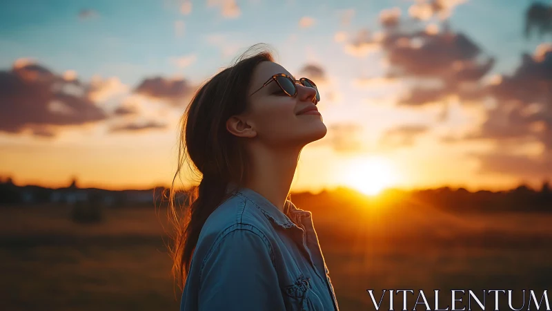 Sunset dreamer in denim savoring a sky full of gold.