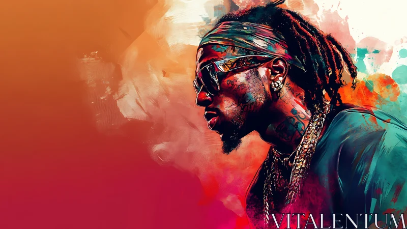 Vibrant hip hop portrait glowing with color and attitude.