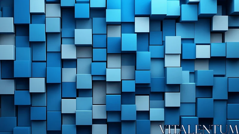 Blue 3D Cubes Abstract Geometric Pattern in Modern Style.