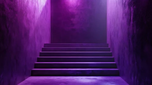 Monochromatic violet stairwell with volumetric top lighting gradient